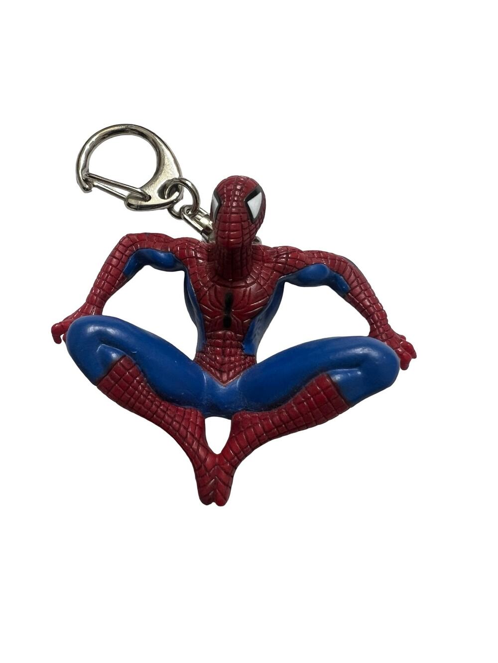 Vintage 2001 Marvel Spider-Man 3D Figure Keychain PVC Crouching Y2K Rare